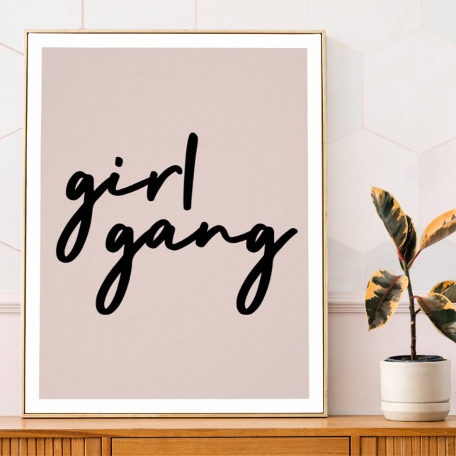 Girl Gang | Cute Pink Girl Power Modern Feminist Poster (Creator Uploaded)