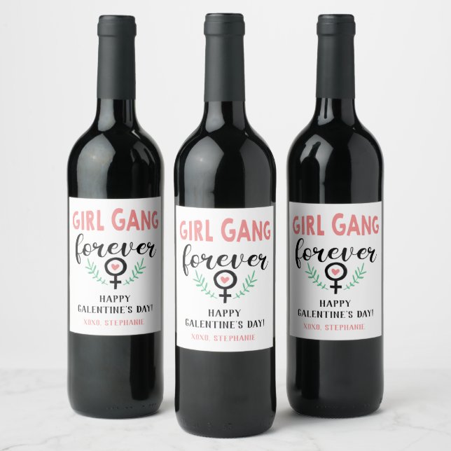 Girl Gang Forever Galentine's Day Wine Label (Bottles)