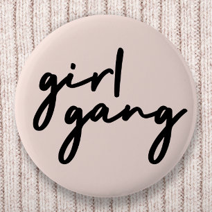 Girl Gang   Girl Power Modern Feminism Blush Pink 6 Cm Round Badge