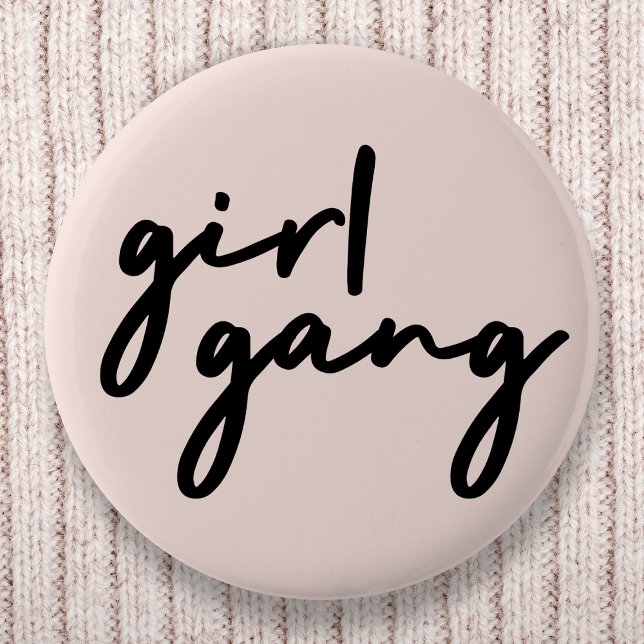 Girl Gang | Girl Power Modern Feminism Blush Pink 6 Cm Round Badge (Creator Uploaded)