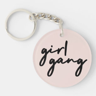 Girl Gang   Girl Power Modern Feminism Blush Pink Key Ring