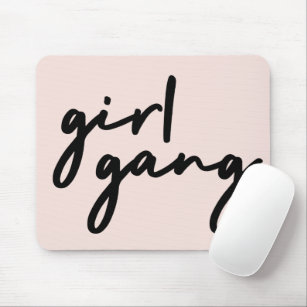 Girl Gang   Girl Power Modern Feminism Blush Pink Mouse Mat