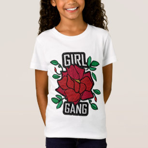 Girl Gang Red Rose Patch Fashion Badge T-Shirt