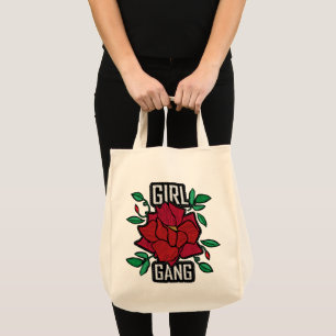 Girl Gang Red Rose Patch Fashion Badge Tote Bag