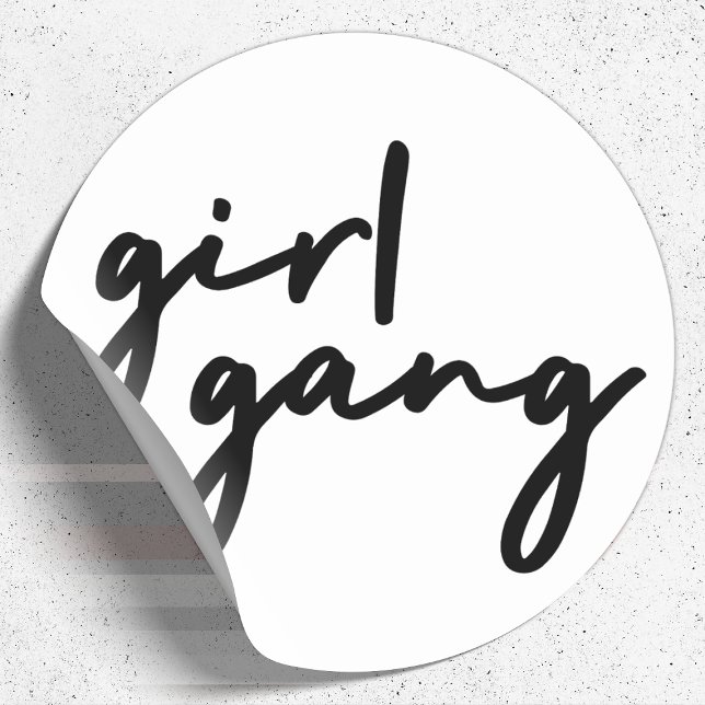 Girl Gang | Stylish Modern Feminist Girl Power Classic Round Sticker (Creator Uploaded)