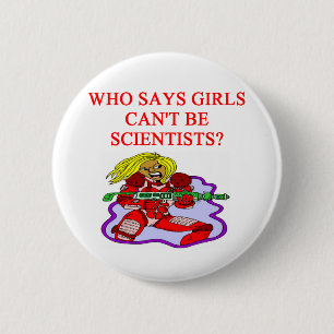 girl geek scientist 6 cm round badge