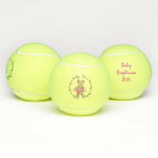 Girl Gender Reveal Tennis Ball with Teddy Bear