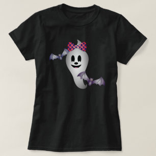 Girl Ghost and Flying Bats Halloween T-Shirt