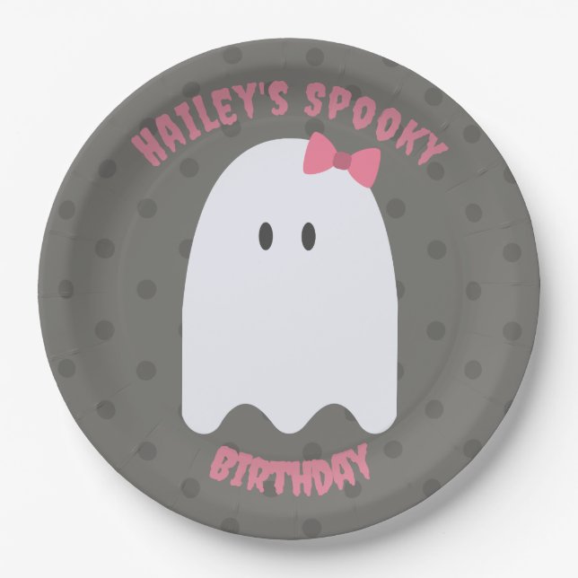 Girl Ghost Birthday Party Personalised Paper Plate (Front)