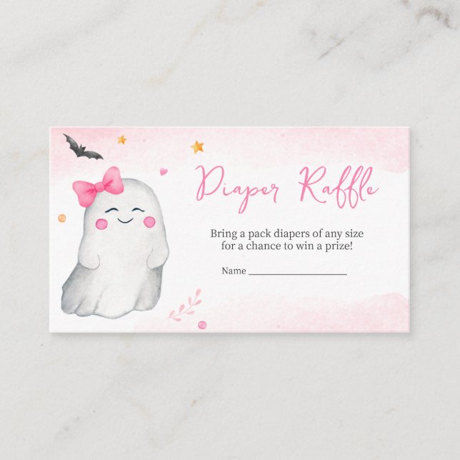 Girl Ghost Halloween Baby Shower Diaper Raffle Enclosure Card (Front)