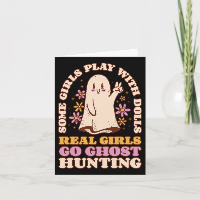Girl Ghost Hunting Paranormal Investigator Ghost R Card (Front)