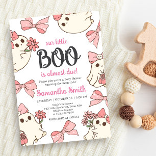Girl Ghost Little Boo Halloween Baby Shower Invitation