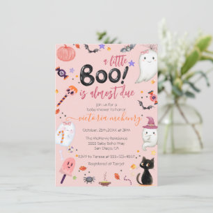 Girl Ghost Little Boo Is Due Halloween Baby Shower Invitation