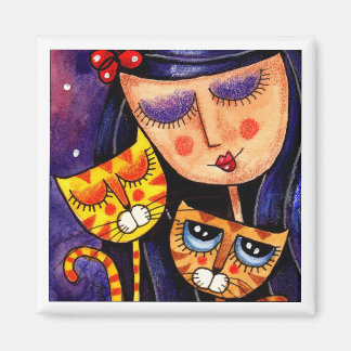 Girl & Ginger Cats - Magnet 2