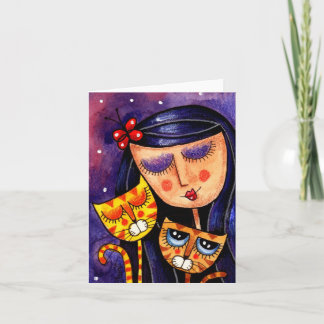 Girl & Ginger Cats - NoteCard