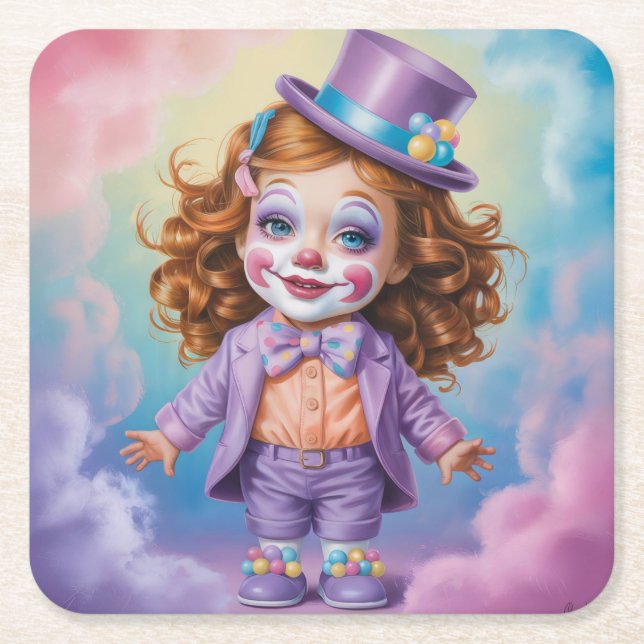 Girl Ginger Clown Coaster Set (Front)
