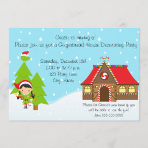 Girl Gingerbread House Birthday Invitation