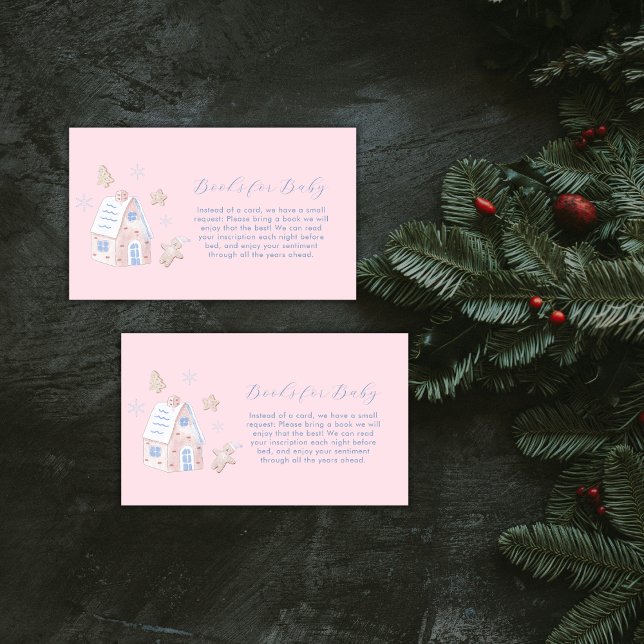 Girl Gingerbread Village Books For Baby Shower Enclosure Card (Girl Gingerbread Village Books For Baby Shower Enclosure Card)