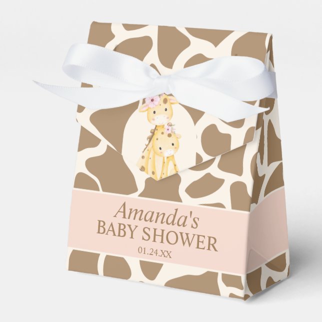 Girl Giraffe Baby Shower Favour Box (Front Side)