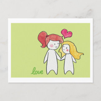 girl & girl love postcard