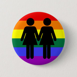 Girl + Girl Rainbow Button