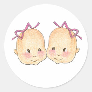 Girl Girl Twins Graphic Classic Round Sticker