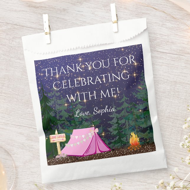 Girl Glamping Camping  Favour Bags (Personalize and fill with treats or favors.)