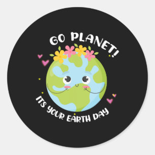 Girl Go Planet Its Your Earth-day Shirt Cute Kids Classic Round Sticker