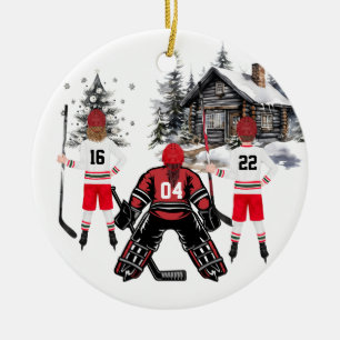 girl goalie boy and girl Hockey Ornament