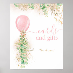 Girl Gold Eucalyptus Balloon Cards And Gifts Poster