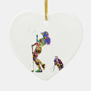 Girl golfer ceramic tree decoration