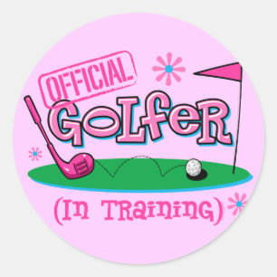 Girl Golfer In Training Classic Round Sticker