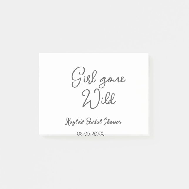 Girl gone wild bridal shower name date simple mini post-it notes (Front)