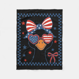 Girl Goose Coquette 4th Of July America Flag Bow P Fleece Blanket