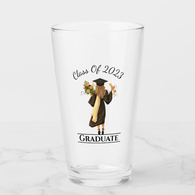 Girl Graduate 1 Customisable Year Glass (Front)