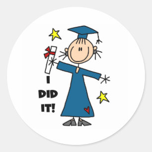 Girl Graduate Classic Round Sticker
