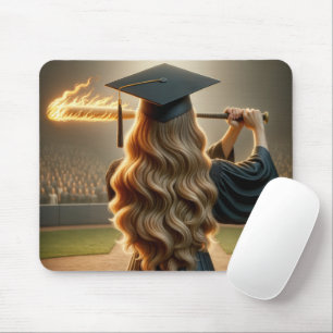 Girl Graduate With a Flaming Bat Mouse Mat