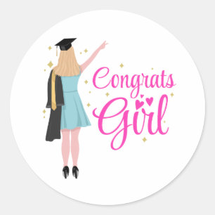 Girl Graduation Congrats Design Classic Round Sticker