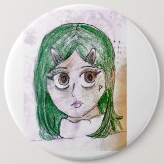 Girl Green Hair 6 Cm Round Badge