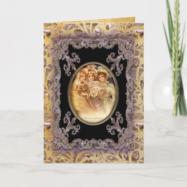 Girl Greetings Victorian Holiday Card (Front)