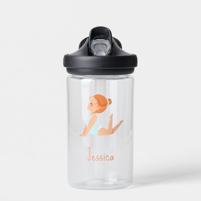 Girl Gymnast Cute Kids School Water Bottle (Front)