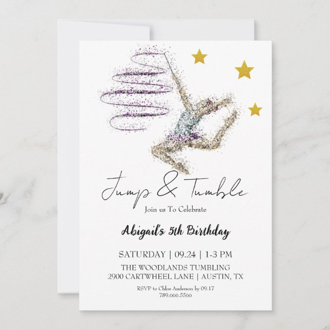Girl Gymnastic Birthday invitation (Front)