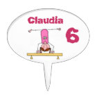 Girl Gymnastics cartoon name/age Cake Pick