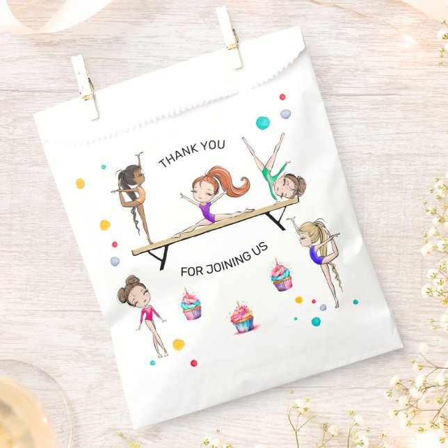 Girl Gymnastics Cupcake & Balloon Birthday Party   Favour Bags (Creator Uploaded)