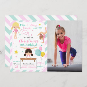Girl Gymnastics Photo Invitation
