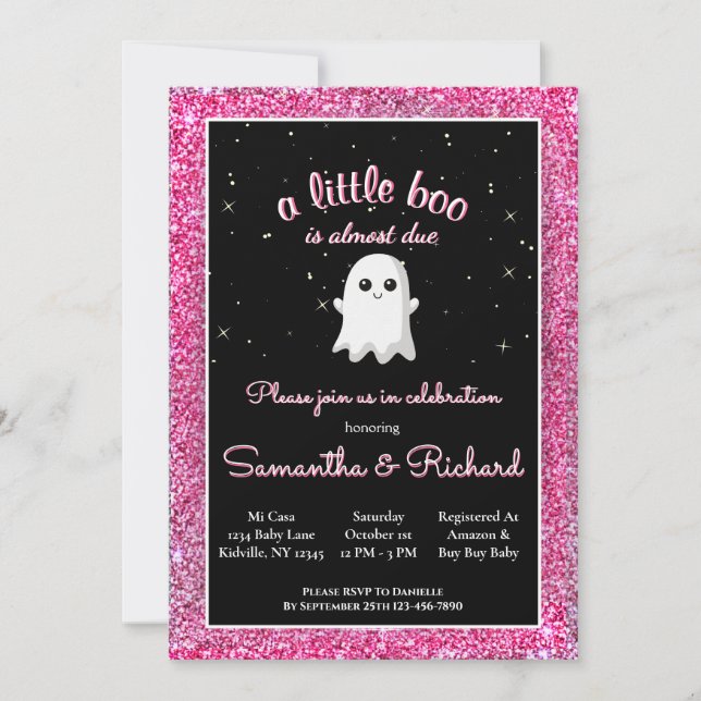 Girl Halloween Cute Ghost Little Boo Baby Shower Invitation (Front)