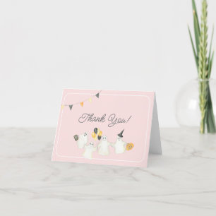 Girl Halloween Ghost Baby Shower or Birthday Thank You Card