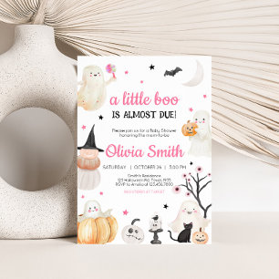 Girl Halloween Little Boo Baby Shower Invitation