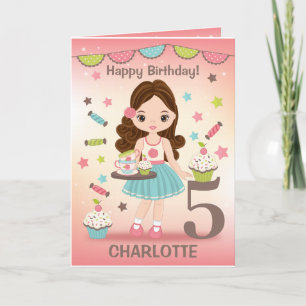 Girl Happy Birthday Card   Add any Age 