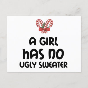 GIRL HAS NO UGLY SWEATER HOLIDAY POSTCARD
